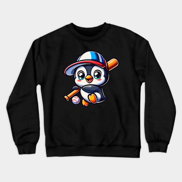 Baseball penguin Crewneck Sweatshirt by Dreamsbabe